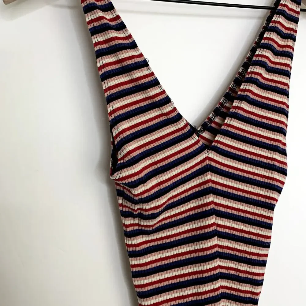 Reformation Bodysuit Red Blue White Stripe Top Womens Small - Picture 7 of 11